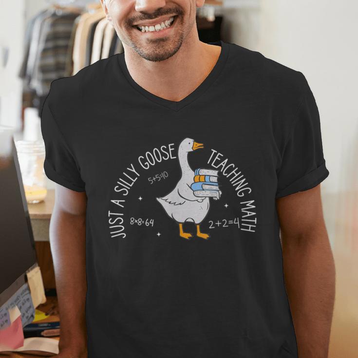Just A Silly Goose Teaching Math Teacher Back To School Men's V-Neck T-Shirt, funny gift Just A Silly Goose Teaching Math Teacher Back To School Men's V-Neck T-Shirt, funny gift