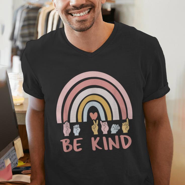 Be Kind ASL Sign Language Deaf SPED Teacher Kids Men Women Men's V-Neck T-Shirt, funny gift