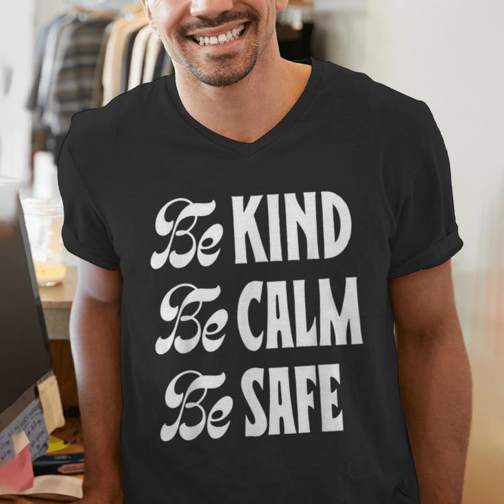 Be Kind Be Calm Be Safe Awareness For Teachers For Men Women Kids Men's V-Neck T-Shirt, funny gift Be Kind Be Calm Be Safe Awareness For Teachers For Men Women Kids Men's V-Neck T-Shirt, funny gift