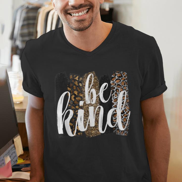 Be Kind Women Inspirational Teacher Animal Print Men's V-Neck T-Shirt, funny gift