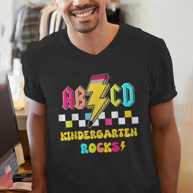 Kindergarten ABCD Rocks Teacher Student Back To School Men's V-Neck T-Shirt, funny gift