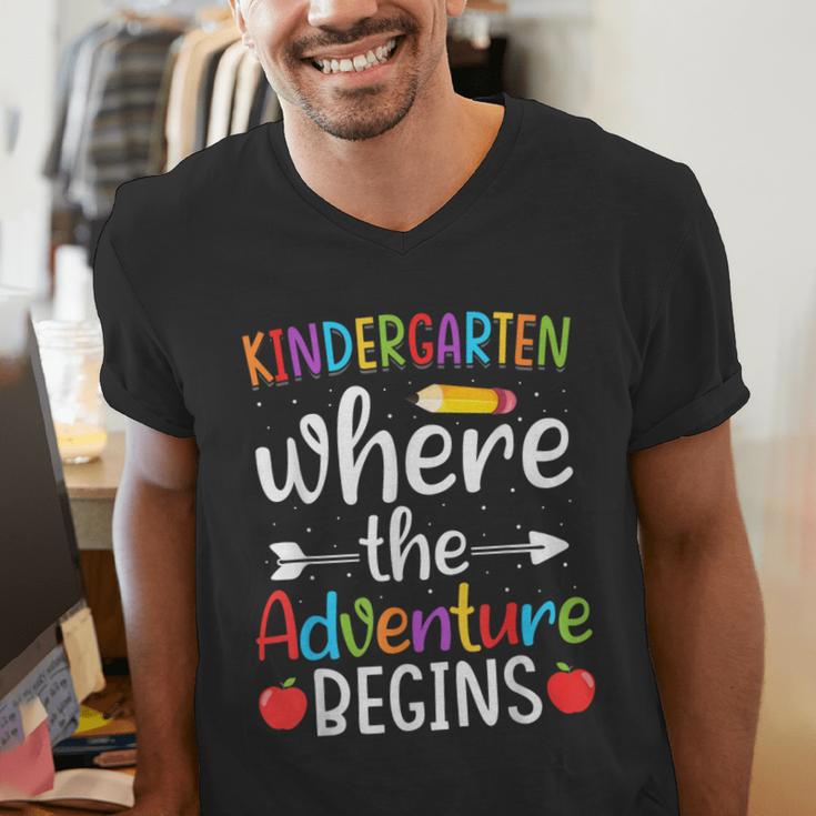 Kindergarten Where The Adventure Begins Shirt Children's Teacher Men's V-Neck T-Shirt, funny gift
