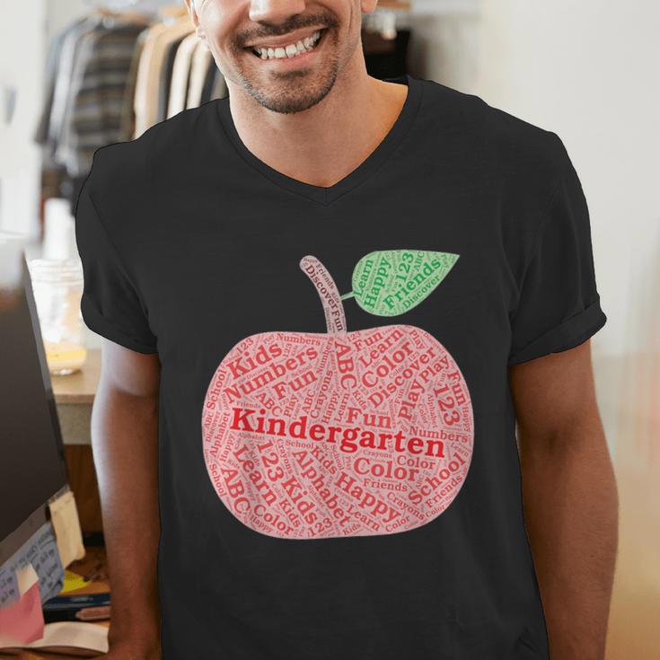 Kindergarten Apple Word Art For Teachers & Students Men's V-Neck T-Shirt, funny gift