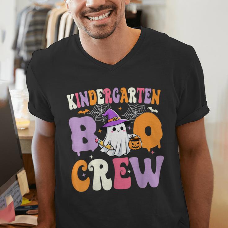 Kindergarten Boo Crew Spooky Kindergarten Halloween Teacher Men's V-Neck T-Shirt, funny gift