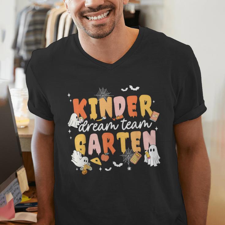 Kindergarten Dream Ghost Team Fall Halloween Spooky Teachers Men's V-Neck T-Shirt, funny gift Kindergarten Dream Ghost Team Fall Halloween Spooky Teachers Men's V-Neck T-Shirt, funny gift