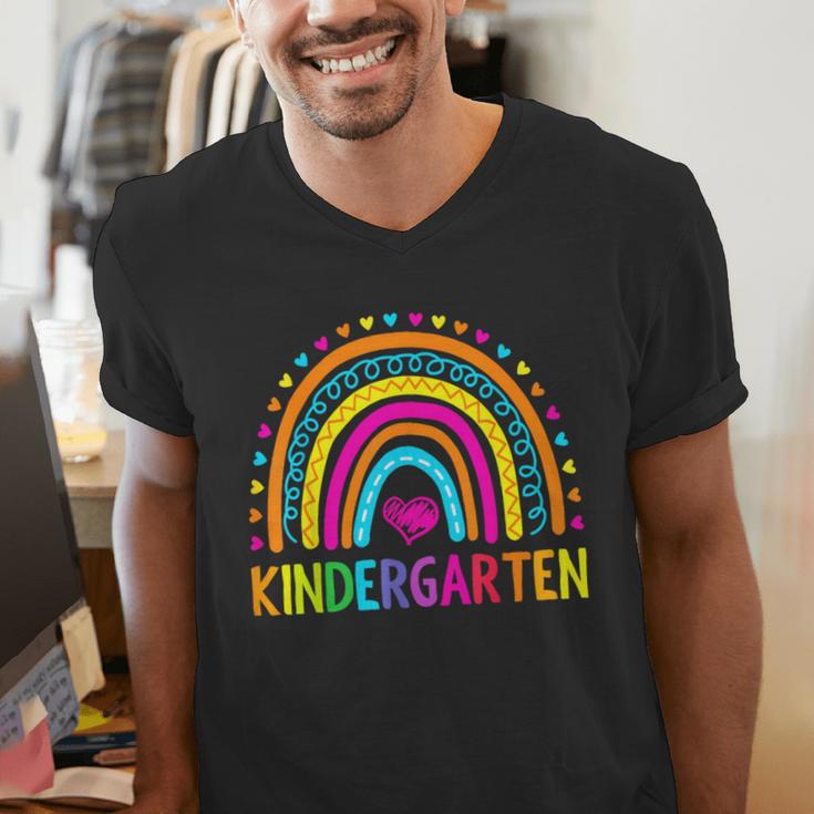 Kindergarten Rainbow Girls Boys Teacher First Day Of School Men's V-Neck T-Shirt, funny gift