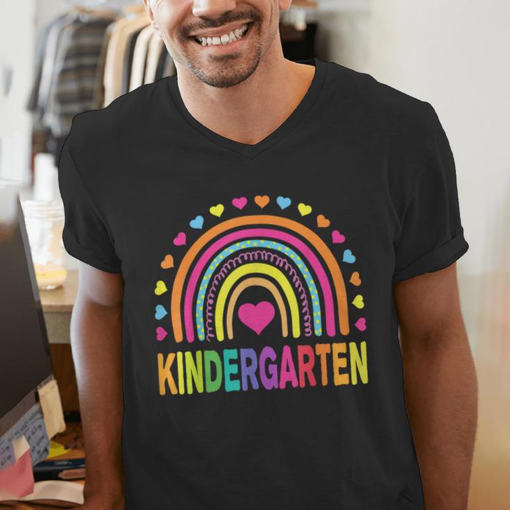 Kindergarten Rainbow Girls Boys Teacher Team Kinder Squad Men's V-Neck T-Shirt, funny gift Kindergarten Rainbow Girls Boys Teacher Team Kinder Squad Men's V-Neck T-Shirt, funny gift