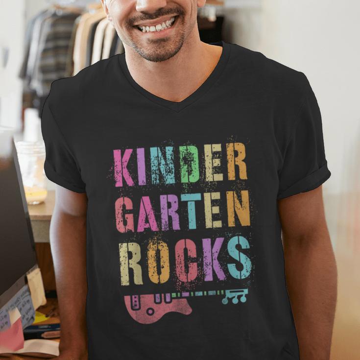 KINDERGARTEN ROCKS Teacher Crew Rock Star Kinder Team Men's V-Neck T-Shirt, funny gift