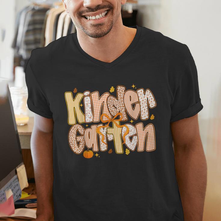 Kindergarten Teacher Fall Pumpkin Autumn Cute Men's V-Neck T-Shirt, funny gift Kindergarten Teacher Fall Pumpkin Autumn Cute Men's V-Neck T-Shirt, funny gift