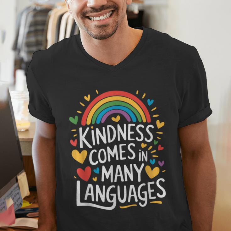 Kindness Comes In Many Languages ESL English Teacher Men's V-Neck T-Shirt, Esl Teacher Shirts, English Teacher Shirts, funny gift