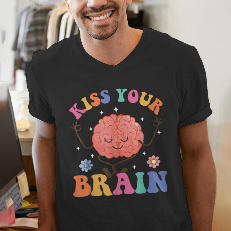 Kiss Your Brain Sped Teacher Appreciation Back To School Kid Men's V-Neck T-Shirt, funny gift Kiss Your Brain Sped Teacher Appreciation Back To School Kid Men's V-Neck T-Shirt, funny gift