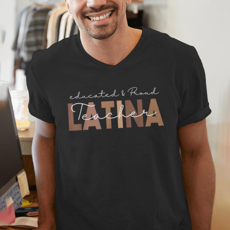 Latina Teacher Maestra Educated & Latino Teachers Women Men's V-Neck T-Shirt, funny gift