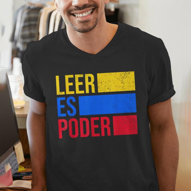 Leer Es Poder Colombian Spanish Teacher Maestra Colombia Men's V-Neck T-Shirt, funny gift Leer Es Poder Colombian Spanish Teacher Maestra Colombia Men's V-Neck T-Shirt, funny gift