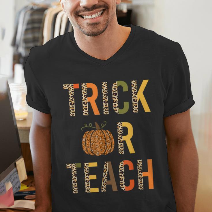 Leopard Trick Or Teach Halloween Teacher Costume Women Men's V-Neck T-Shirt, funny gift Leopard Trick Or Teach Halloween Teacher Costume Women Men's V-Neck T-Shirt, funny gift