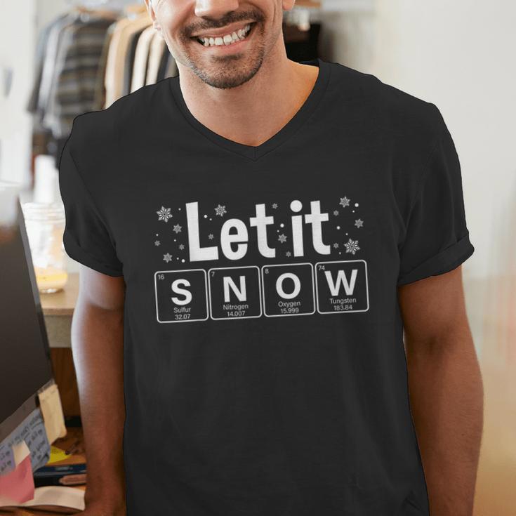 Let It Snow Christmas Pajamas Chemistry Teacher Men's V-Neck T-Shirt, funny gift
