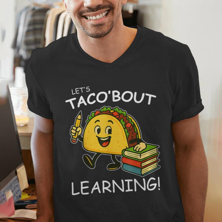 Let's Taco Bout Learning Back To School Teacher Kids Men's V-Neck T-Shirt, funny gift Let's Taco Bout Learning Back To School Teacher Kids Men's V-Neck T-Shirt, funny gift