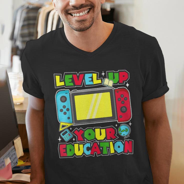 Level Up Your Education Gaming Inspired Teacher Gamers Men's V-Neck T-Shirt, funny gift Level Up Your Education Gaming Inspired Teacher Gamers Men's V-Neck T-Shirt, funny gift