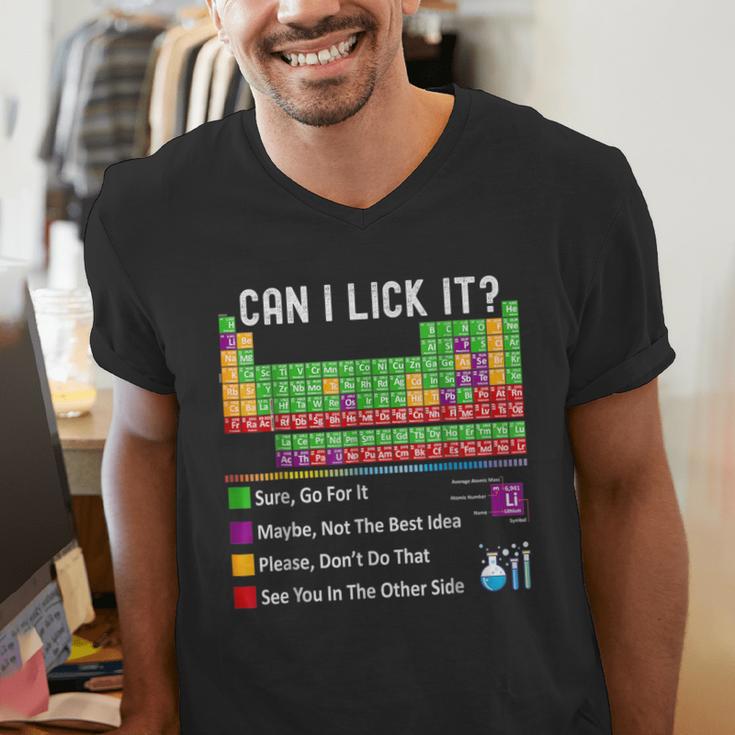 Can I Lick It Periodic Table Chart Science Teacher Cool Meme Men's V-Neck T-Shirt, Science Teacher Shirts, funny gift