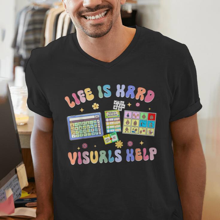 Life Is Hard Visuals Help Special Education Teacher SPED Men's V-Neck T-Shirt, funny gift Life Is Hard Visuals Help Special Education Teacher SPED Men's V-Neck T-Shirt, funny gift