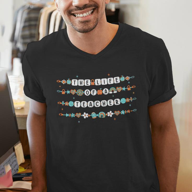 The Life Of A Teacher Friendship Bracelets Elementary School Men's V-Neck T-Shirt, funny gift