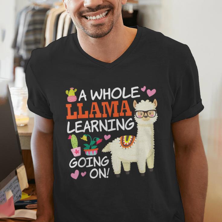 Llama Learning T Shirt Teachers Students Alpaca Lovers Men's V-Neck T-Shirt, funny gift Llama Learning T Shirt Teachers Students Alpaca Lovers Men's V-Neck T-Shirt, funny gift