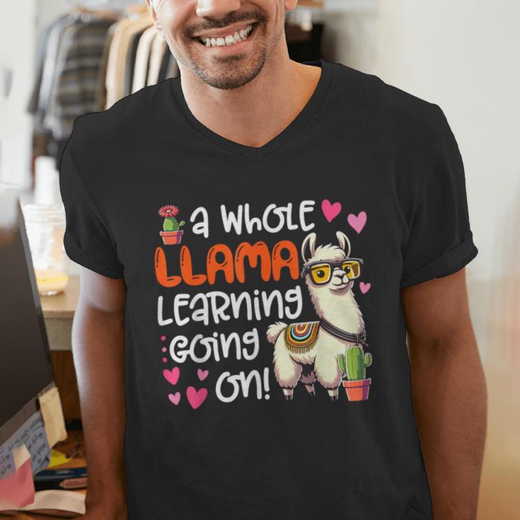 Llama Learning Teachers Students Alpaca Lover Back To School Men's V-Neck T-Shirt, funny gift Llama Learning Teachers Students Alpaca Lover Back To School Men's V-Neck T-Shirt, funny gift