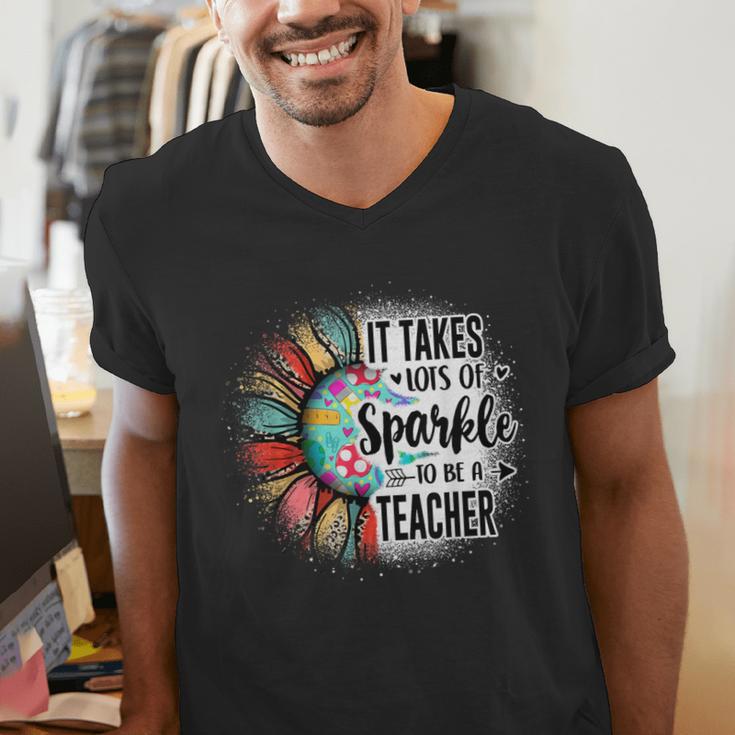 It Take Lots Of Sparkle To Be A Teacher With Sunflower Men's V-Neck T-Shirt, funny gift
