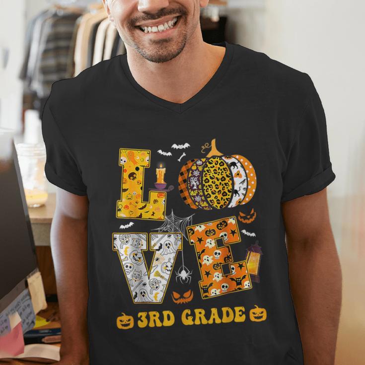 LOVE 3rd Grade Pumpkin Teacher Student Halloween Costume Men's V-Neck T-Shirt, funny gift LOVE 3rd Grade Pumpkin Teacher Student Halloween Costume Men's V-Neck T-Shirt, funny gift