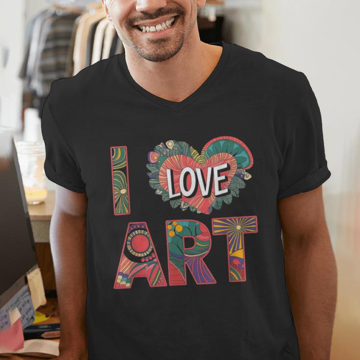 I Love Art Artist Painter Colorful Painting Art Teacher Men's V-Neck T-Shirt, funny gift I Love Art Artist Painter Colorful Painting Art Teacher Men's V-Neck T-Shirt, funny gift