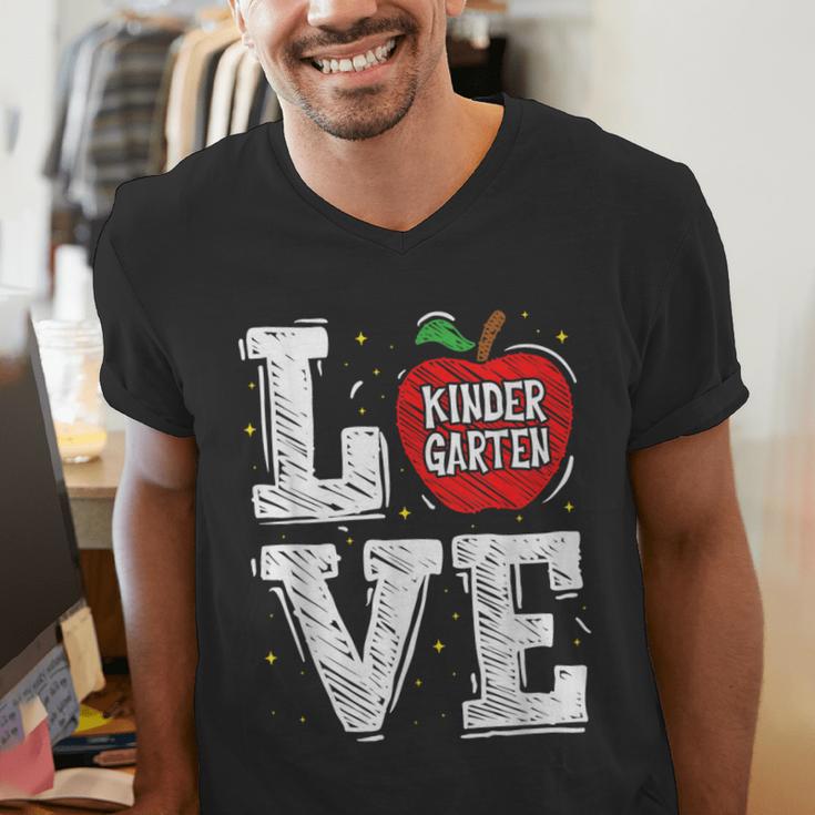 LOVE Kindergarten Teacher Student School Apple Men's V-Neck T-Shirt, funny gift