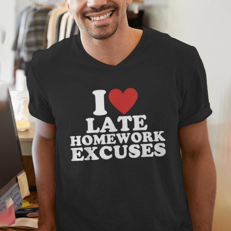 I Love Late Homework Excuses Sarcastic Teacher Lie For Men Women Men's V-Neck T-Shirt, funny gift I Love Late Homework Excuses Sarcastic Teacher Lie For Men Women Men's V-Neck T-Shirt, funny gift