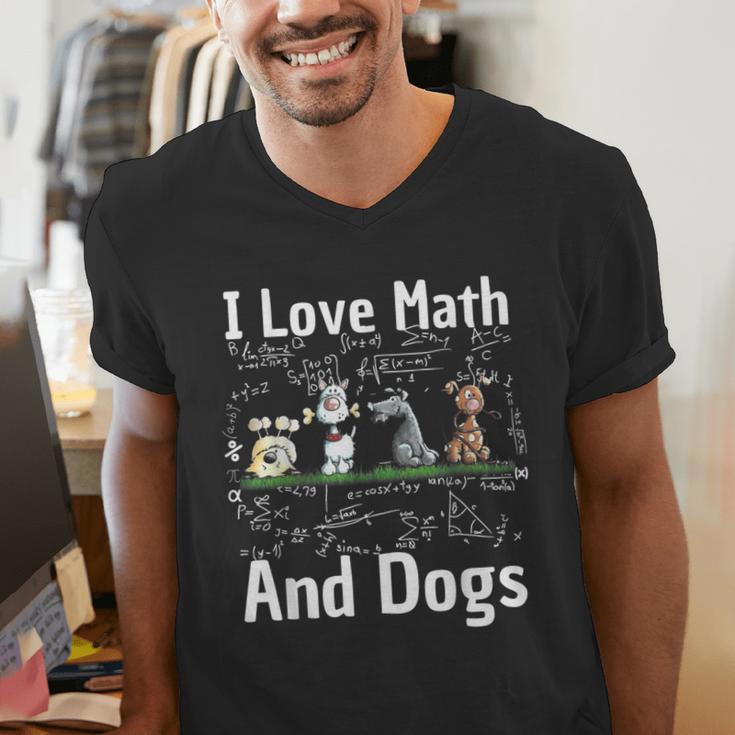 I Love Maths And Dogs Puppy Dog Lover Teacher Student Men's V-Neck T-Shirt, funny gift