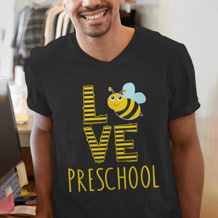 Love Preschool Back To School Yellow Bee Preschool Teacher For Men Women Girls Kids Men's V-Neck T-Shirt, funny gift