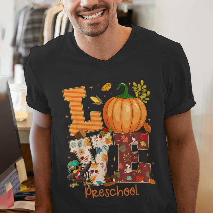 Love Preschool Teacher Turkey Thanksgiving Autumn Fall Men's V-Neck T-Shirt, funny gift Love Preschool Teacher Turkey Thanksgiving Autumn Fall Men's V-Neck T-Shirt, funny gift