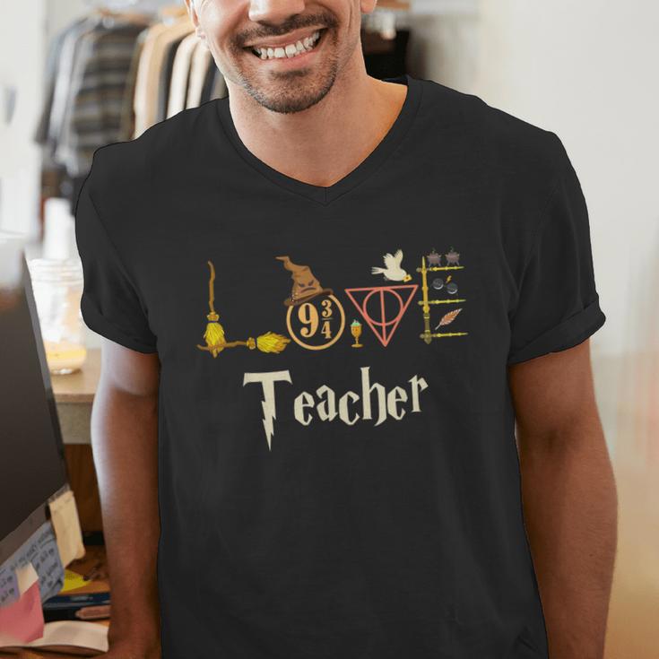 Love Teacher Wizards Back To School Halloween Men's V-Neck T-Shirt, funny gift Love Teacher Wizards Back To School Halloween Men's V-Neck T-Shirt, funny gift