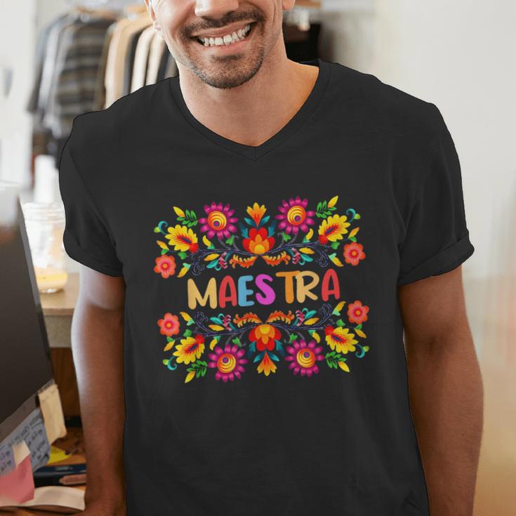 Maestra Cinco De Mayo Spanish Mexican Teacher Men's V-Neck T-Shirt, funny gift