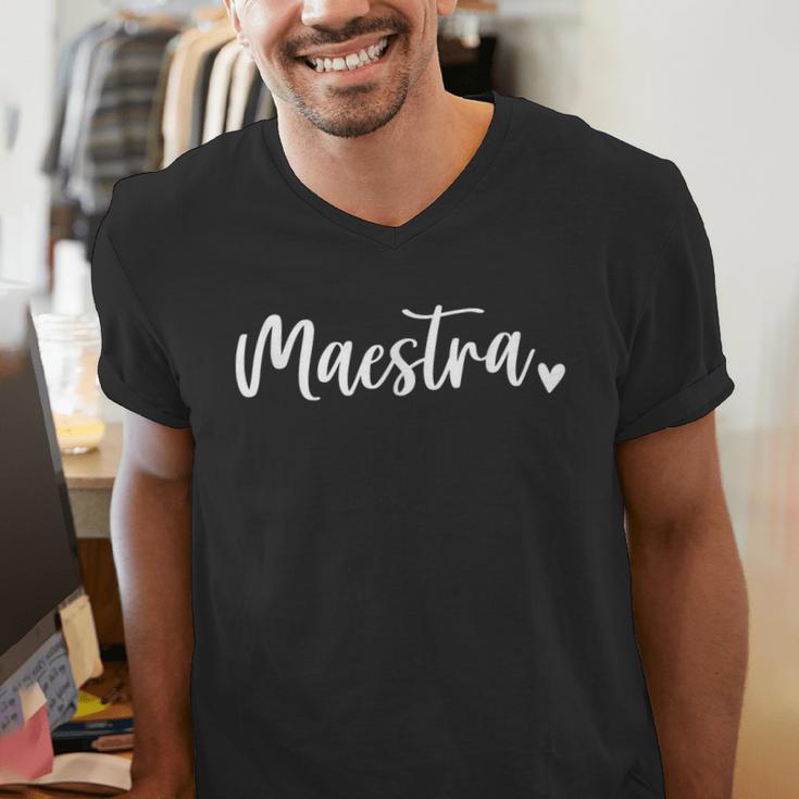Maestra Cute Bilingual Spanish Teacher Men's V-Neck T-Shirt, funny gift