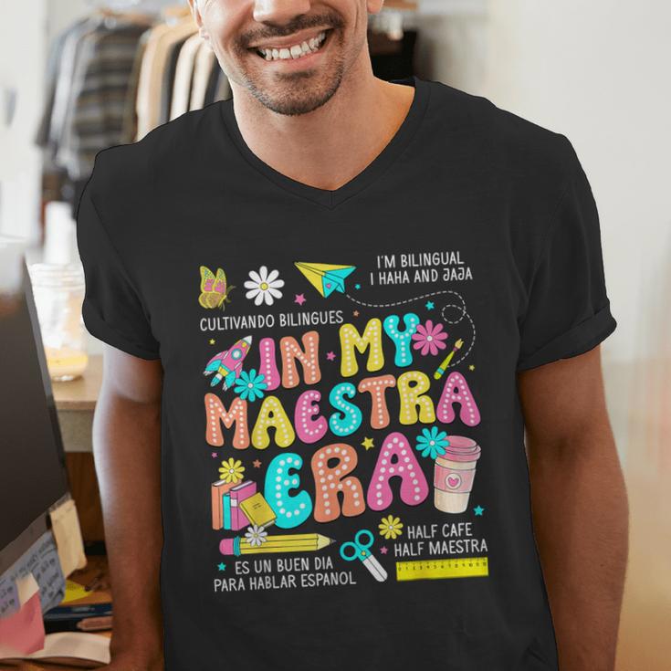 In My Maestra Era Spanish Bilingual Teacher Back To School Men's V-Neck T-Shirt, funny gift