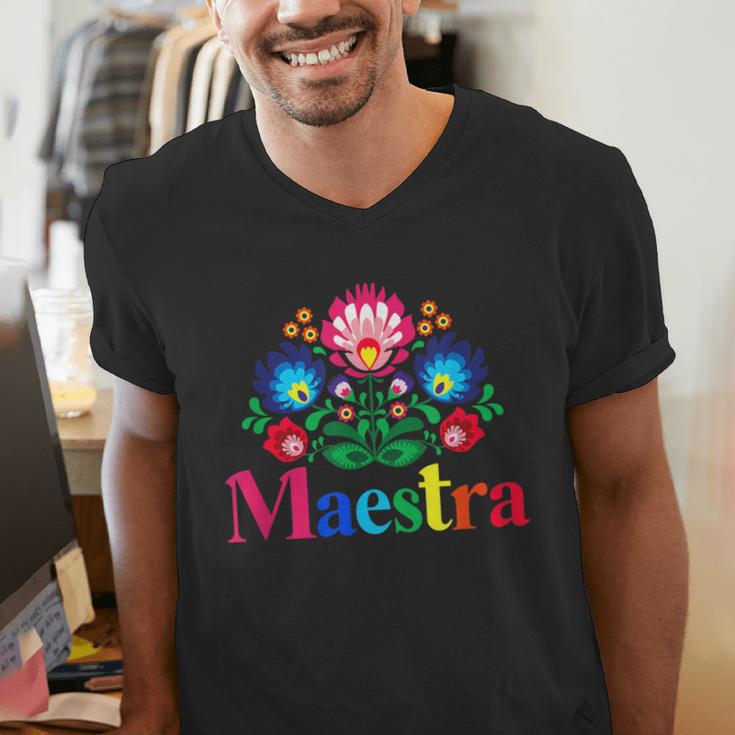 Maestra Proud Spanish Teacher Bilingual Teacher Latina Men's V-Neck T-Shirt, funny gift Maestra Proud Spanish Teacher Bilingual Teacher Latina Men's V-Neck T-Shirt, funny gift