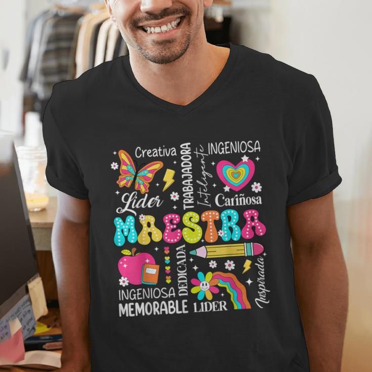 Maestra Spanish Teacher Back To School Maestra De Espanol Men's V-Neck T-Shirt, funny gift