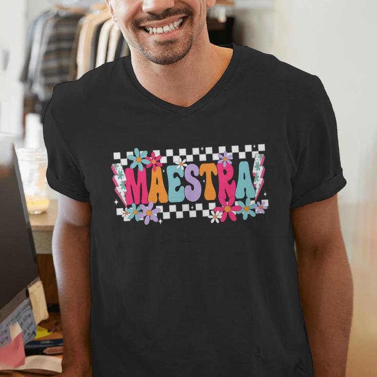 Maestra Teacher Spanish Back To School First Day Of School Men's V-Neck T-Shirt, funny gift