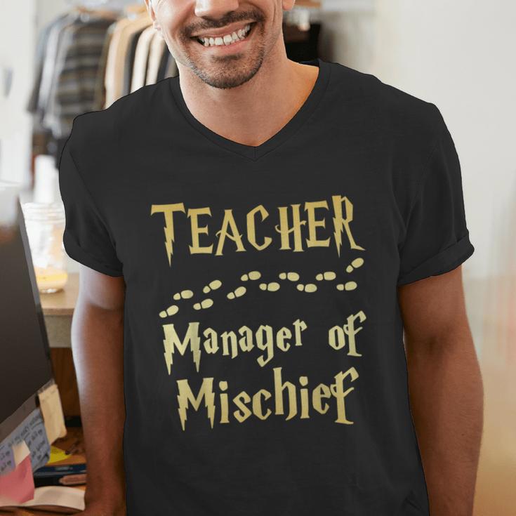 Magical Teacher Manager Of Mischief Birthday Family Party Men's V-Neck T-Shirt, funny gift