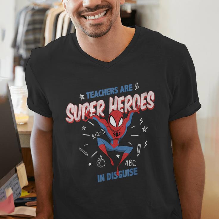 Marvel Spider-Man Teachers Are Super Heroes Men's V-Neck T-Shirt, funny gift Marvel Spider-Man Teachers Are Super Heroes Men's V-Neck T-Shirt, funny gift