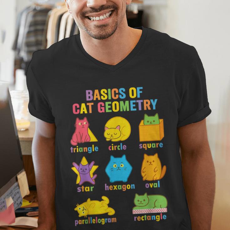 Math Cat Geometry Back To School Mathematics Teacher Men's V-Neck T-Shirt, funny gift