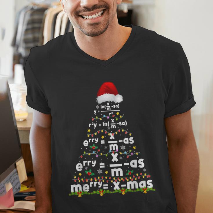 Math Equation Merry Xmas Season Teacher Christmas Tree Men's V-Neck T-Shirt, funny gift
