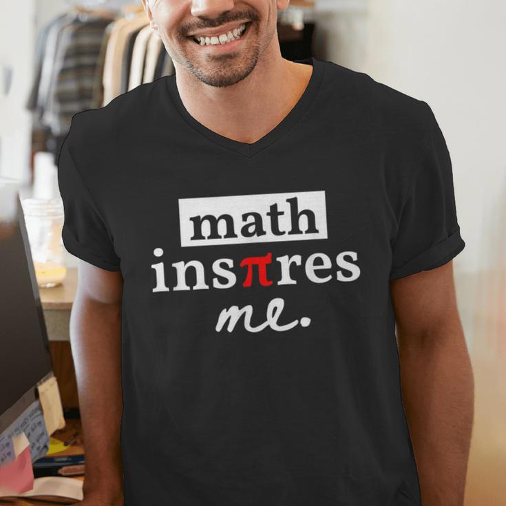 Math Inspires Me Spelled With Pi Day Teacher Men's V-Neck T-Shirt, funny gift Math Inspires Me Spelled With Pi Day Teacher Men's V-Neck T-Shirt, funny gift