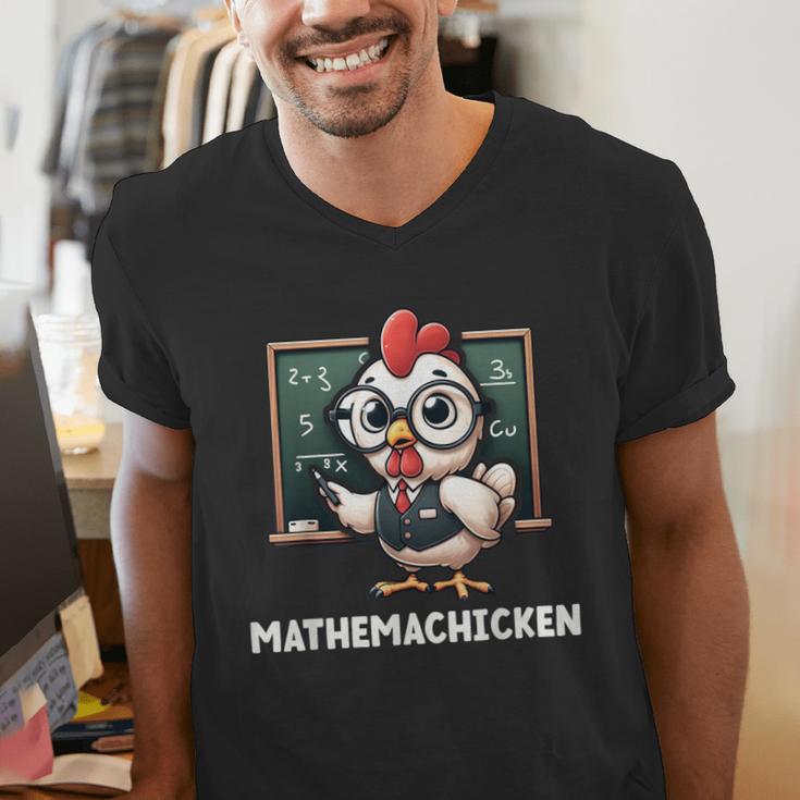 Math Teacher Chicken Mathemachicken Pun Men's V-Neck T-Shirt, funny gift Math Teacher Chicken Mathemachicken Pun Men's V-Neck T-Shirt, funny gift