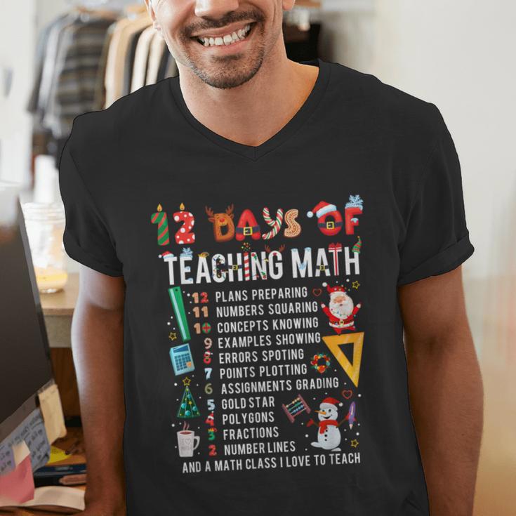 Math Teacher Christmas 12 Days Of Teaching Math Christmas Men's V-Neck T-Shirt, funny gift Math Teacher Christmas 12 Days Of Teaching Math Christmas Men's V-Neck T-Shirt, funny gift