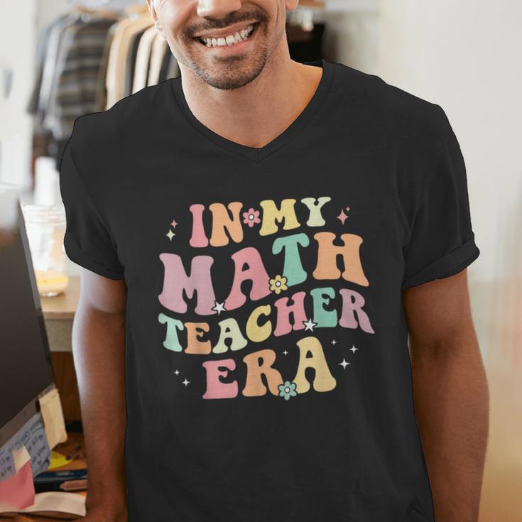 In My Math Teacher Era Retro Back To School Groovy Teacher Men Women Men's V-Neck T-Shirt, Groovy Teacher Shirts, funny gift