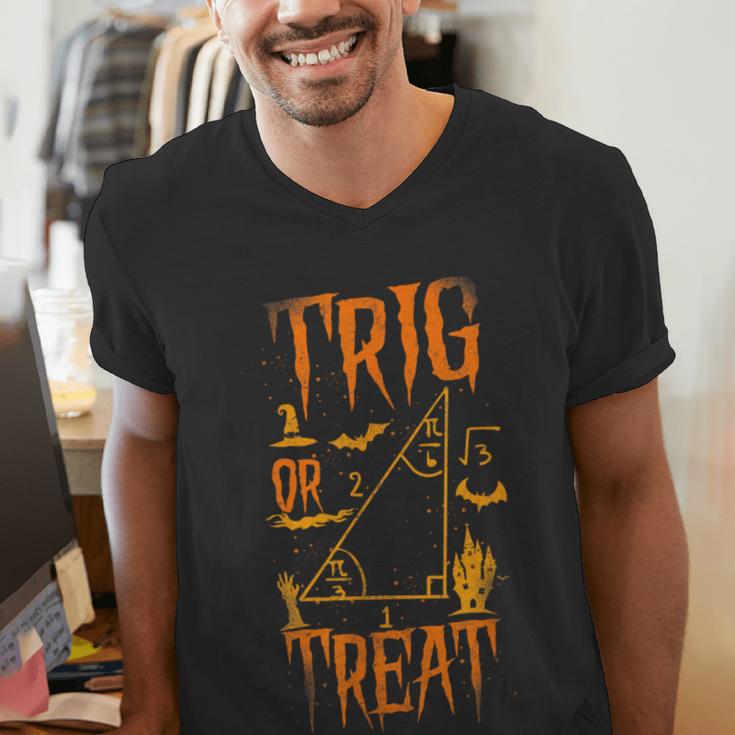 Math Teacher Nerd Student Halloween Trig Or Treat Men's V-Neck T-Shirt, funny gift